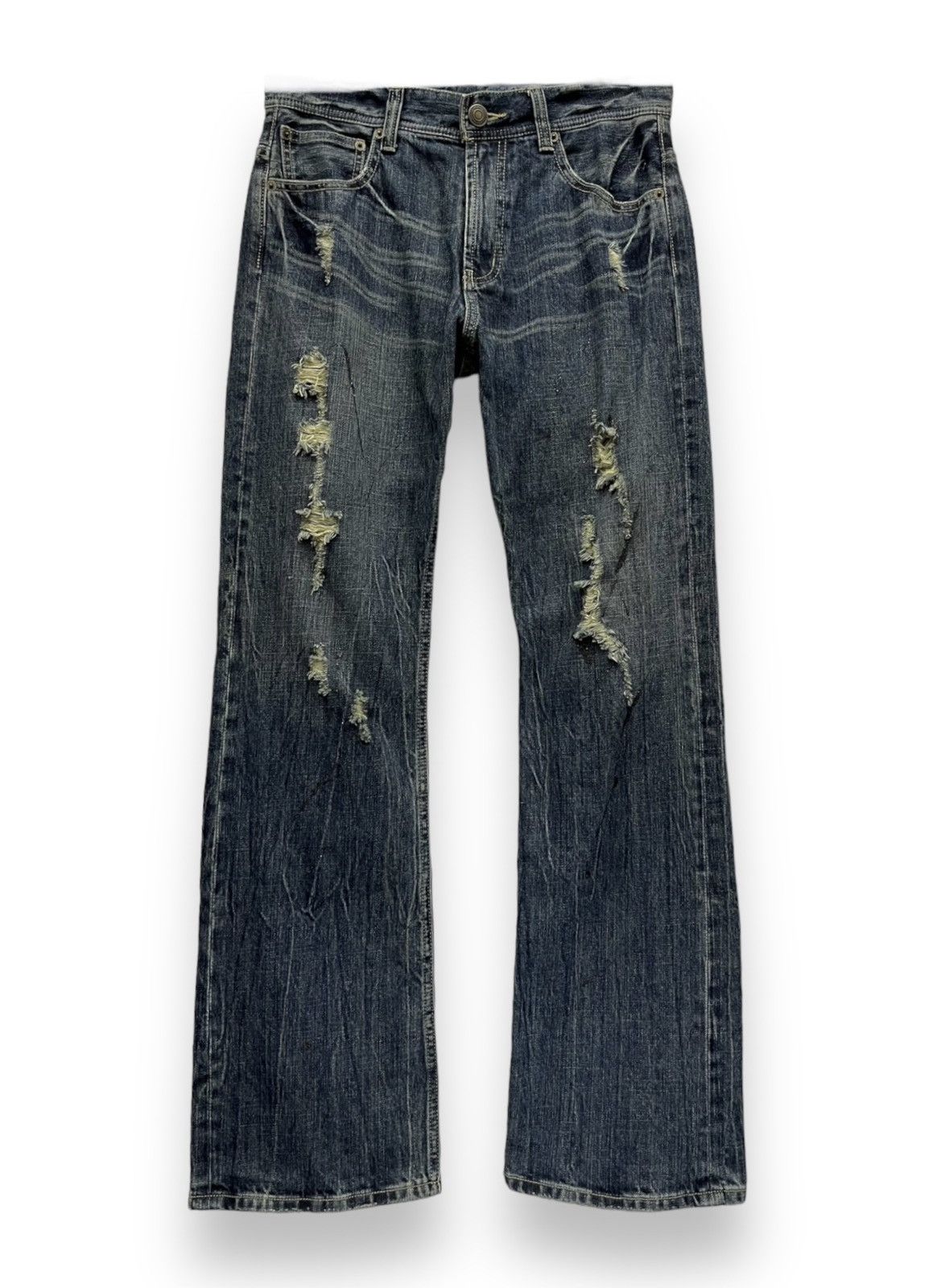 Japanese Brand ANN DO Designer Punk Ripped Glitter Splash Flare Denim Jeans Size US 30 / EU 46 - 3 Thumbnail