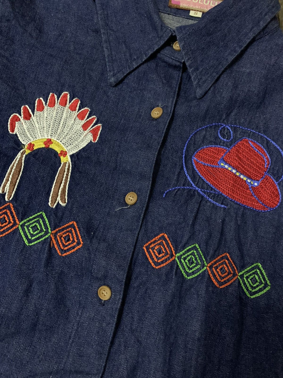 Japanese Brand × Vintage Vintage Japanese Cocolulu Embroidery Denim Button Shirt Size XS / US 0-2 / IT 36-38 - 5 Thumbnail