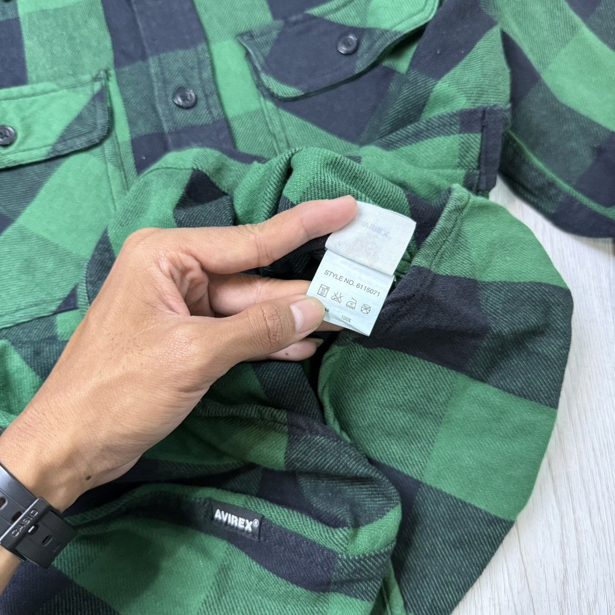 Avirex Avirex heavy flannel two pocket plaid green black button Size US M / EU 48-50 / 2 - 6 Thumbnail
