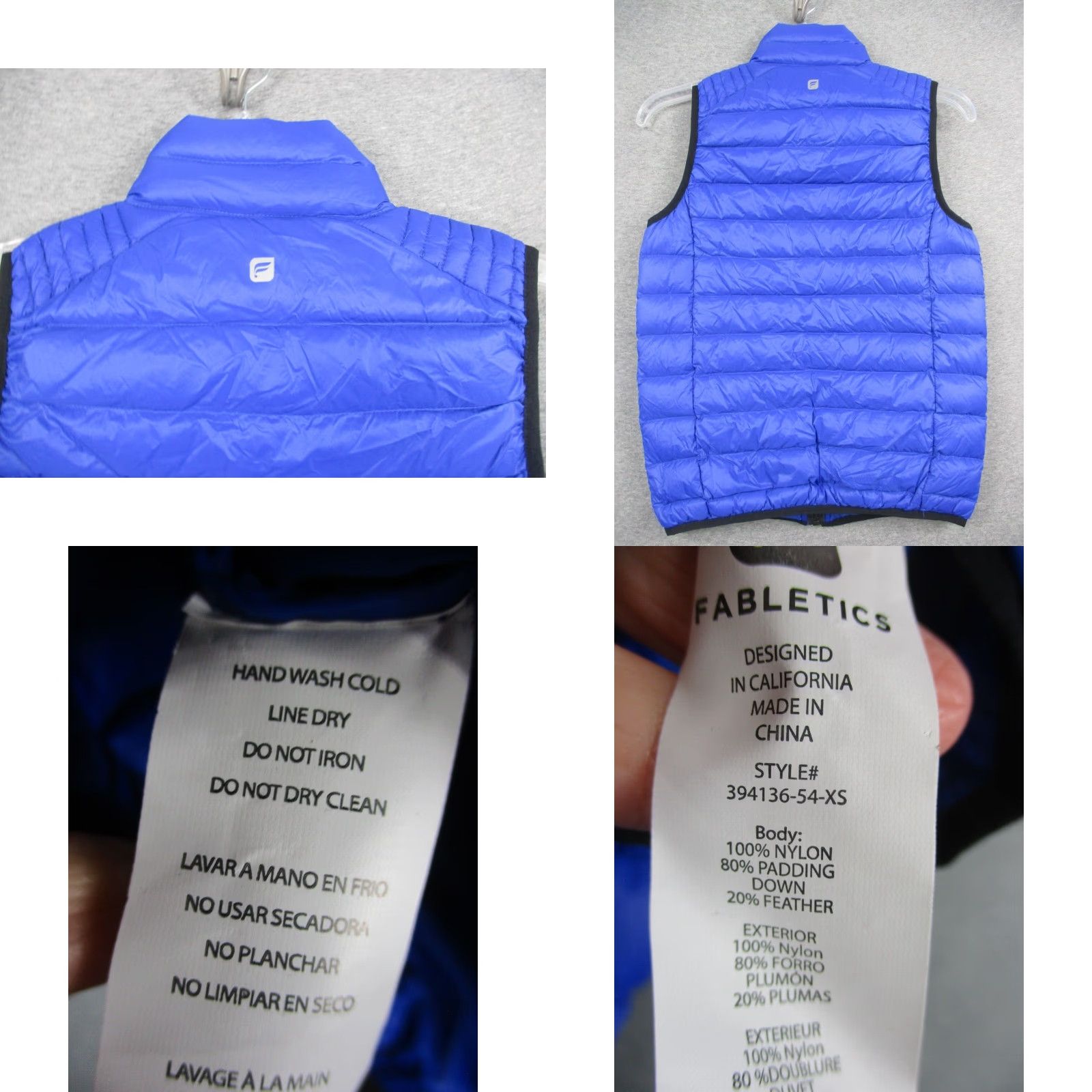 Fabletics Fabletics Women's Down Puffer Vest XS Blue Full Zip Outdoor Hiking Camping Vest Womens XS Blue Fabletics Size XS / US 0-2 / IT 36-38 - 8 Thumbnail