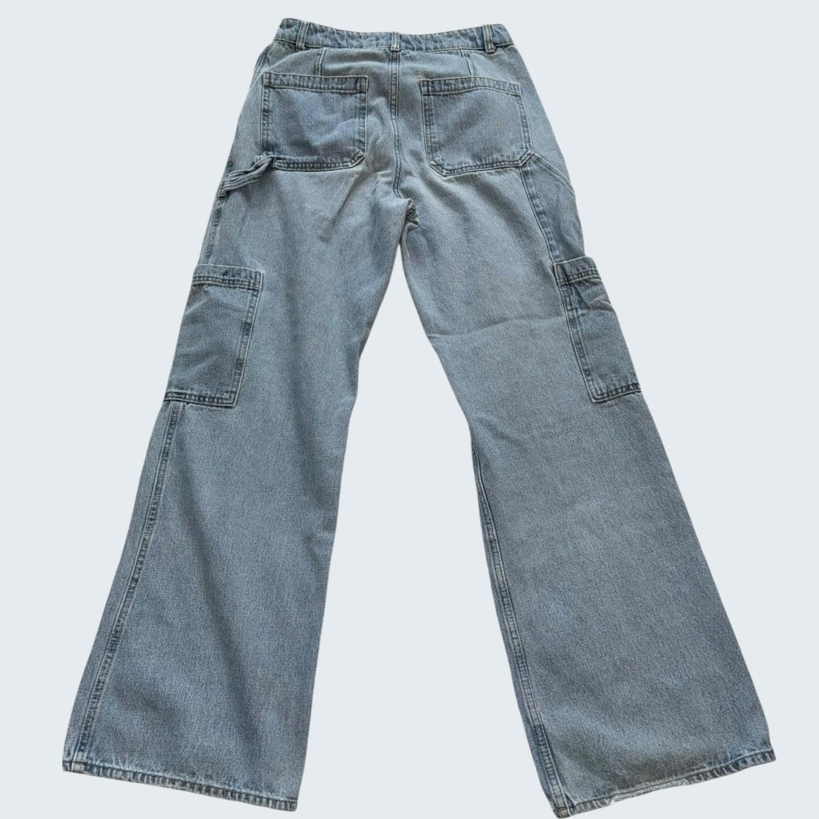H&M H&M Light Wash Wide Leg Carpenter Womens Size 6 Cargo Pants Size 28" / US 6 / IT 42 - 3 Thumbnail