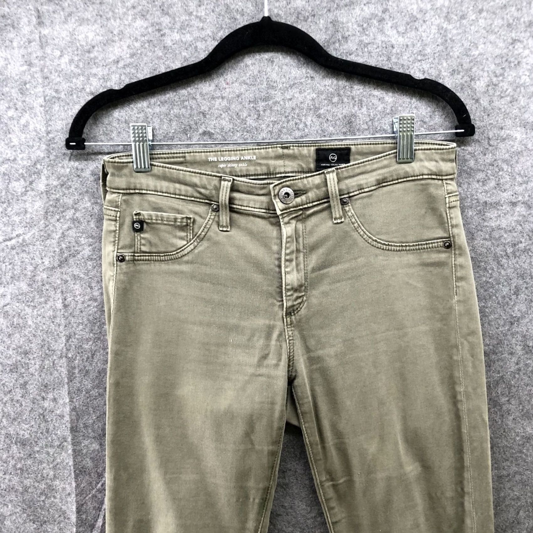 Olive AG Adriano Goldschmied Legging Ankle Super Skinny Jean Womens Sz 27 Olive Green Size 27" / US 4 / IT 40 - 3 Thumbnail