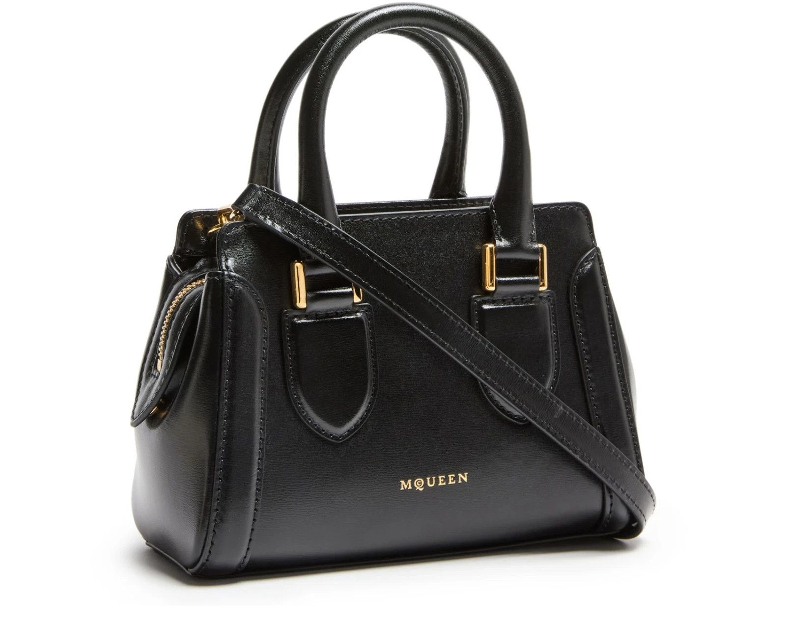 Alexander McQueen ALEXANDER MCQUEEN Birdee Mini Black Leather Top Handle Size ONE SIZE - 2 Thumbnail