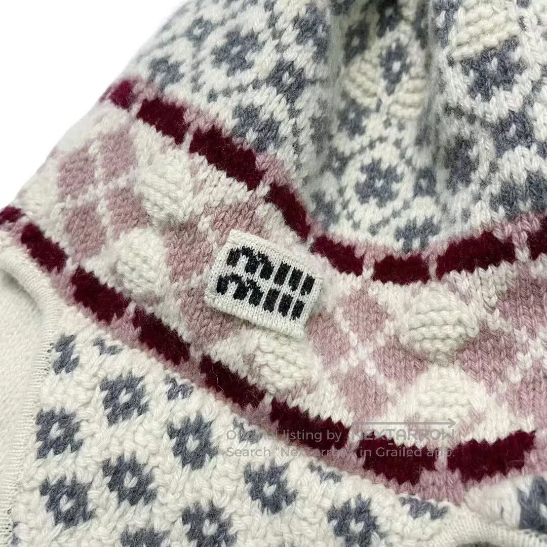 Miu Miu Miu Miu Fair Isle Knit Earflap Hat. Size ONE SIZE - 3 Thumbnail