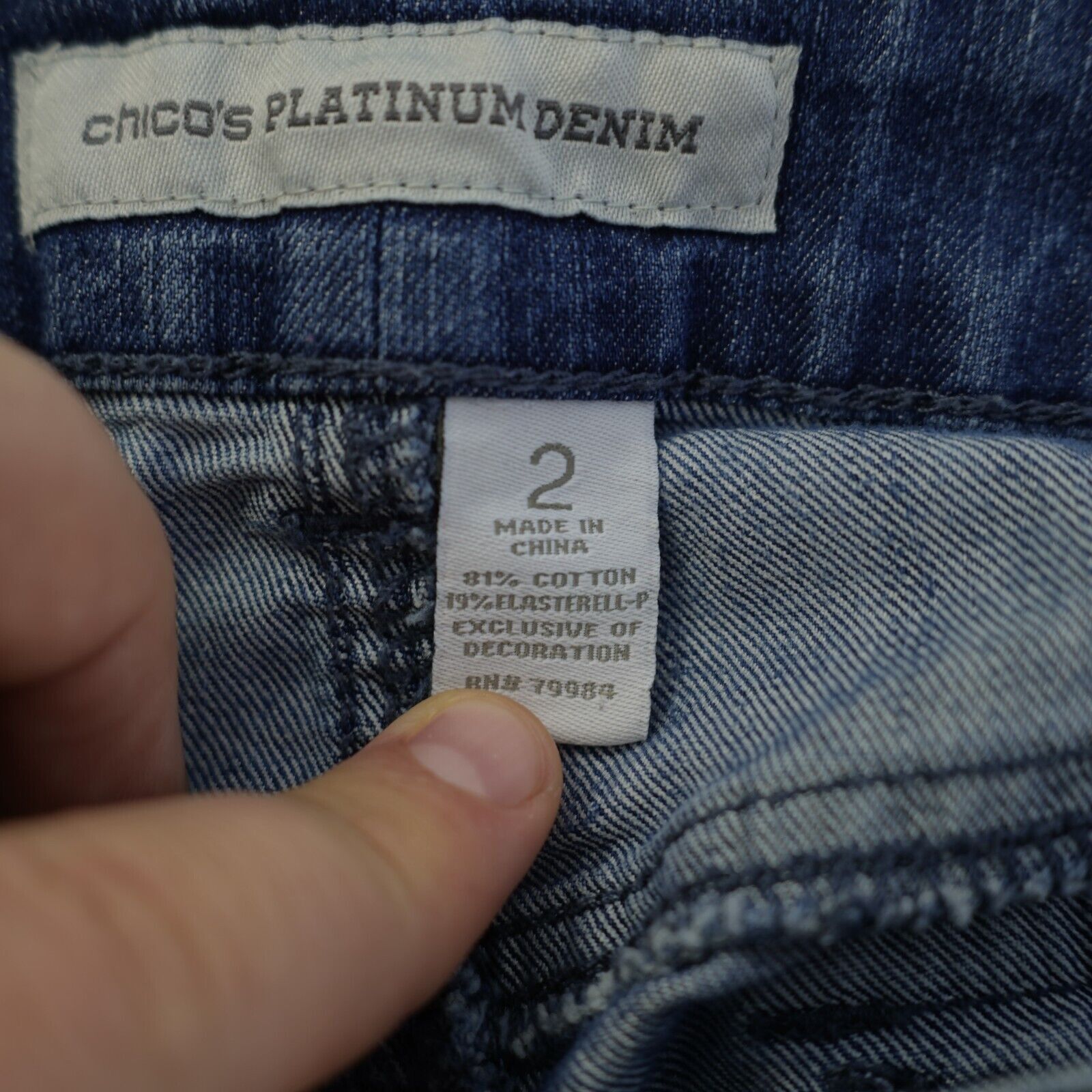Chicos Chico's Platinum Denim Blue Jeans Rhinestone Stone Wash Size Size 26" / US 2 / IT 38 - 8 Thumbnail