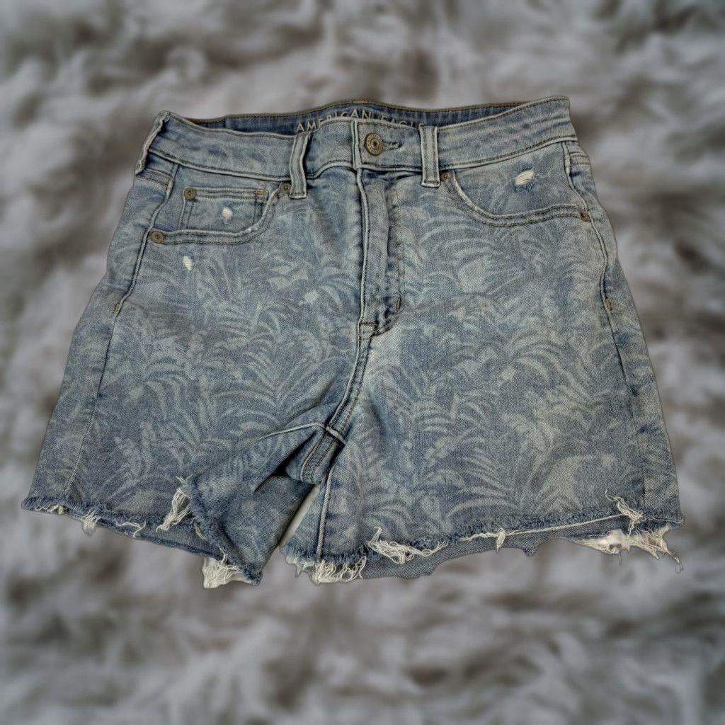 American Eagle Outfitters VINTAGE? American Eagle Shorts Womens 6 Super Hi Rise Shortie Denim Palm Print Distressed Size 28" / US 6 / IT 42 - 1 Thumbnail
