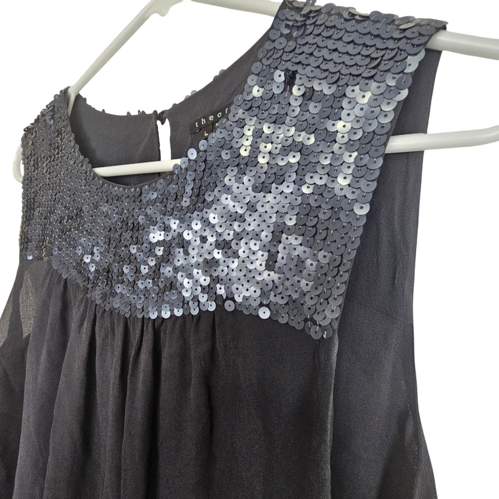 Theory Theory Womens Piedmont Silk Sequin Blouse L Designer Classy Size L / US 10 / IT 46 - 4 Thumbnail