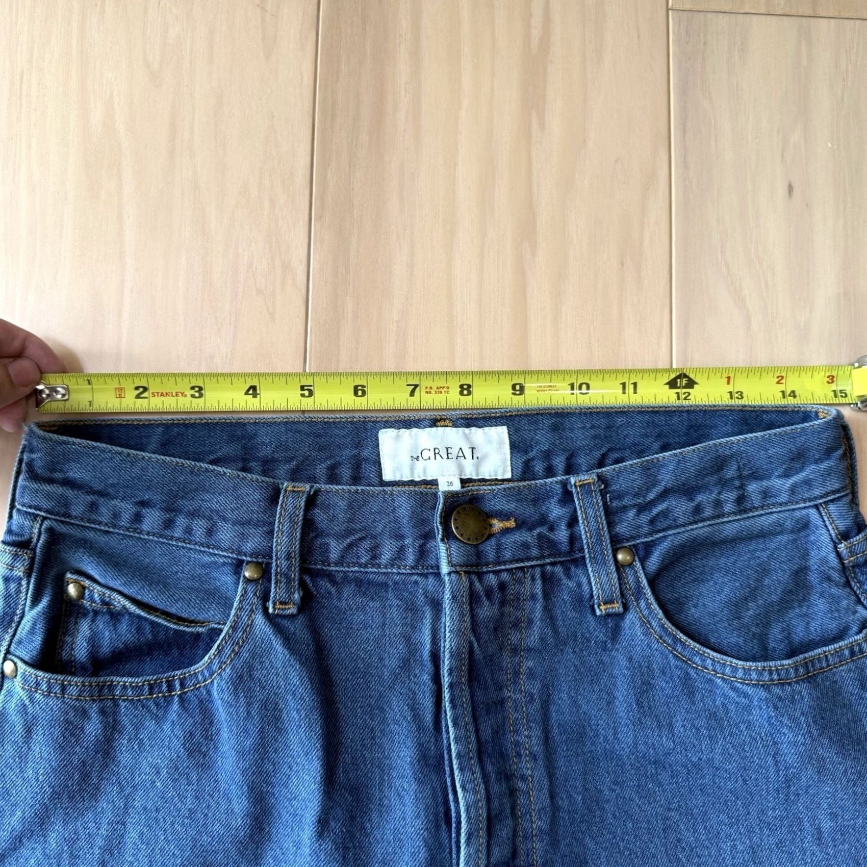 THE GREAT The Great Jeans Women's 29 Blue The Wayne Straight Glam Boho Party New York Jeans Regular 29 Blue Satin? Size 29" - 7 Thumbnail