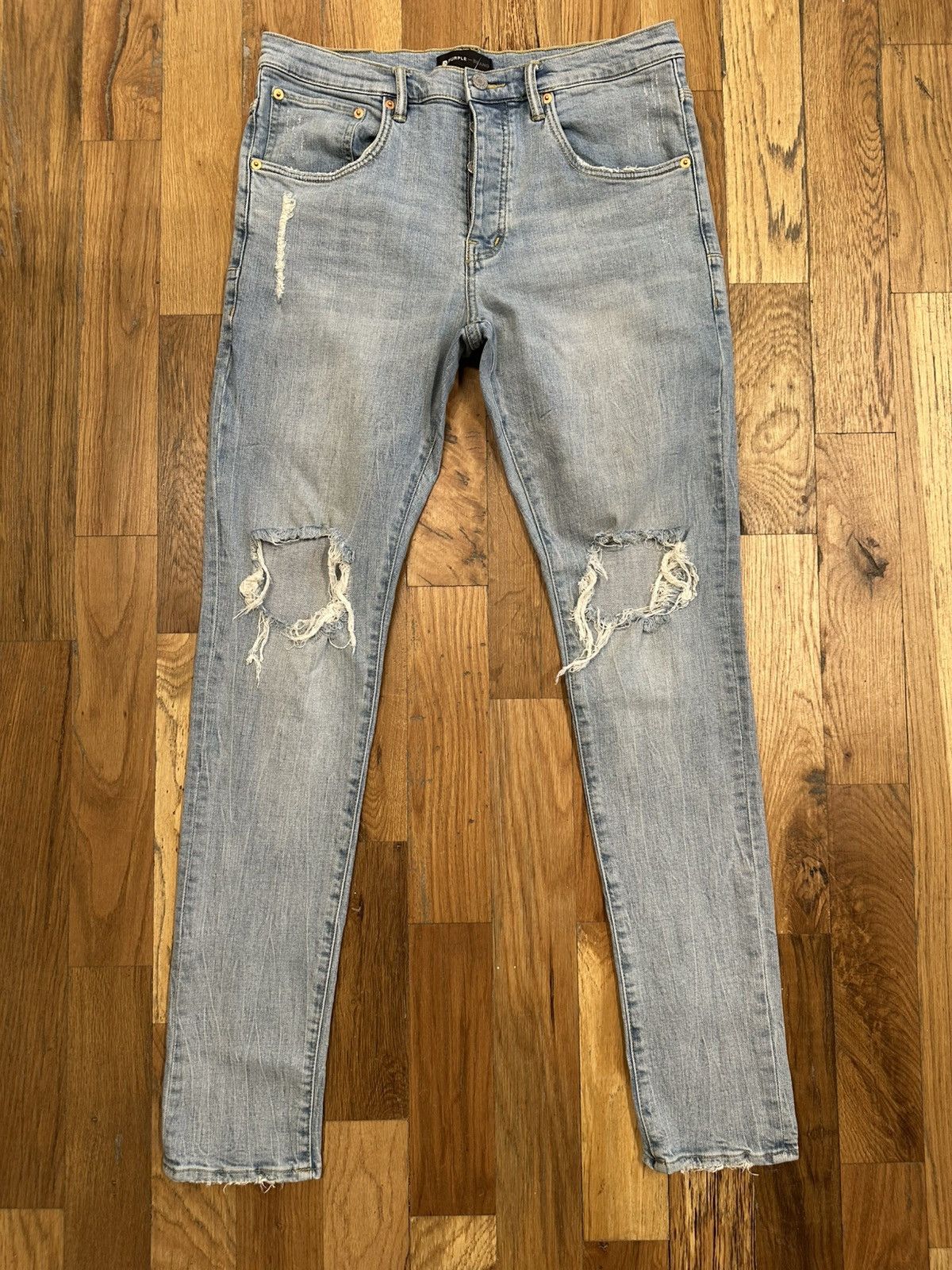 Purple Brand Purple Brand Knee Hole Blue Denim Jeans Size 34 Size US 34 / EU 50 - 1 Thumbnail