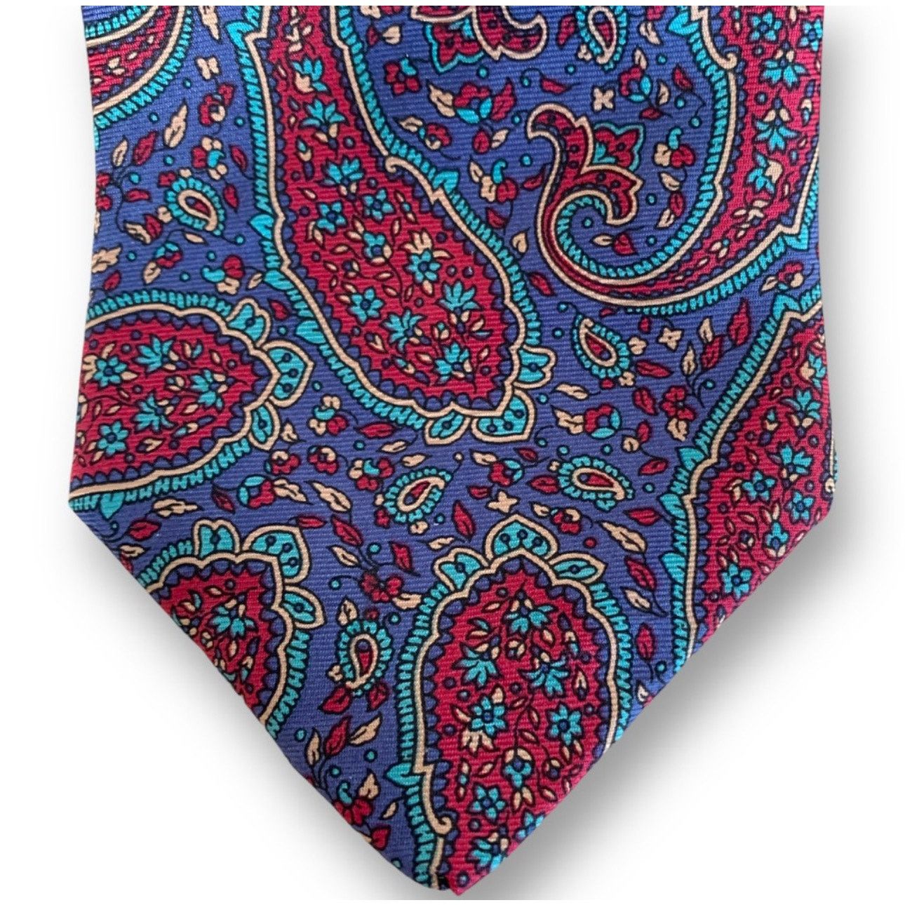 Yves Saint Laurent Vintage Yves Saint Laurent Silk Paisley Tie Blue Red Teal Size ONE SIZE - 8 Thumbnail
