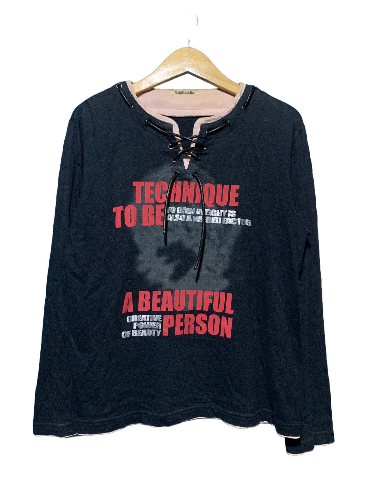 If Six Was Nine 2000s Euphuistic double layer laces up poem longsleeve Size US M / EU 48-50 / 2 - 1 Thumbnail