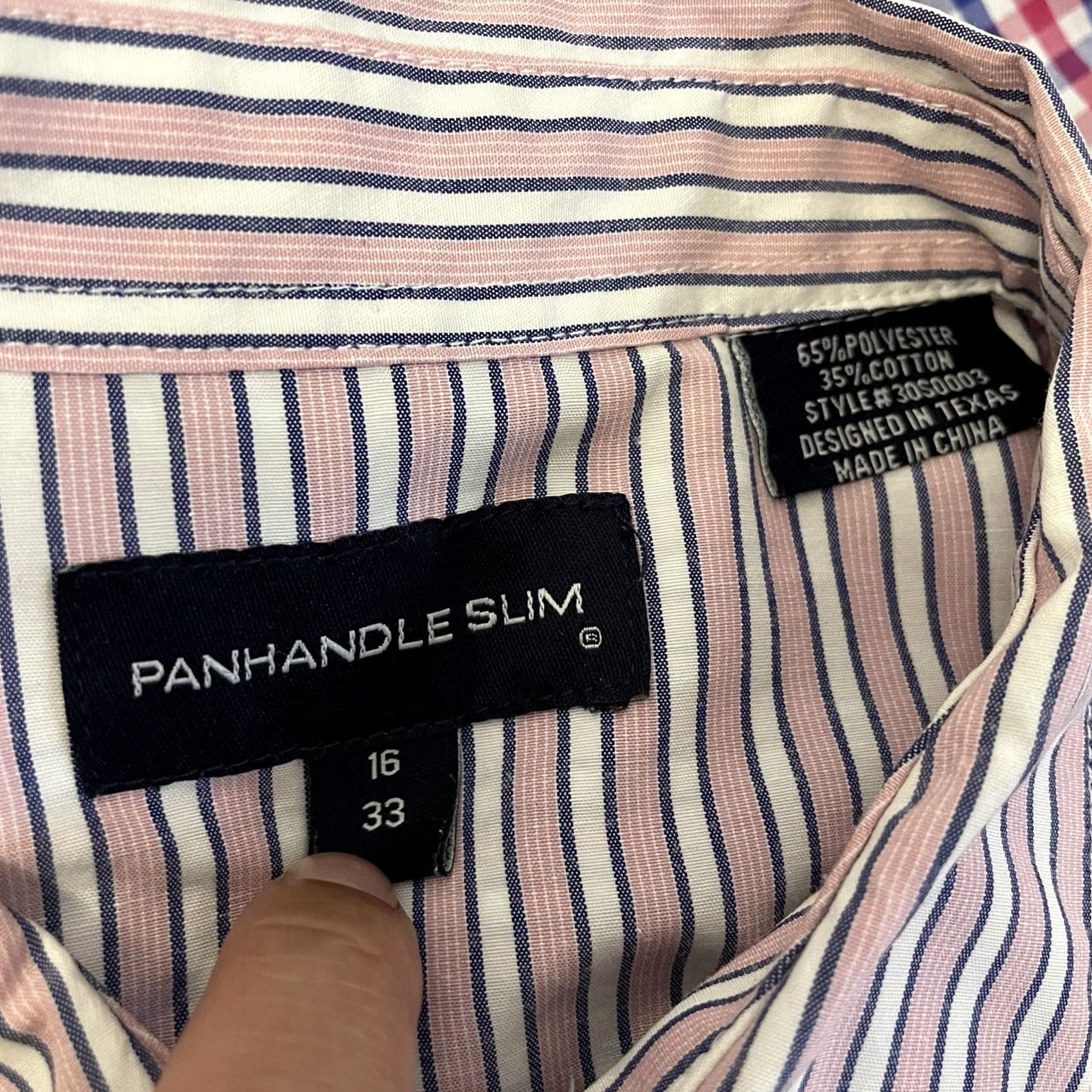 Vintage Panhandle Slim Shirt Mens 16 33 Pink Stripe Button-Down Pearl Snap Pockets Cowboy Western Vintage Size US L / EU 52-54 / 3 - 7 Thumbnail