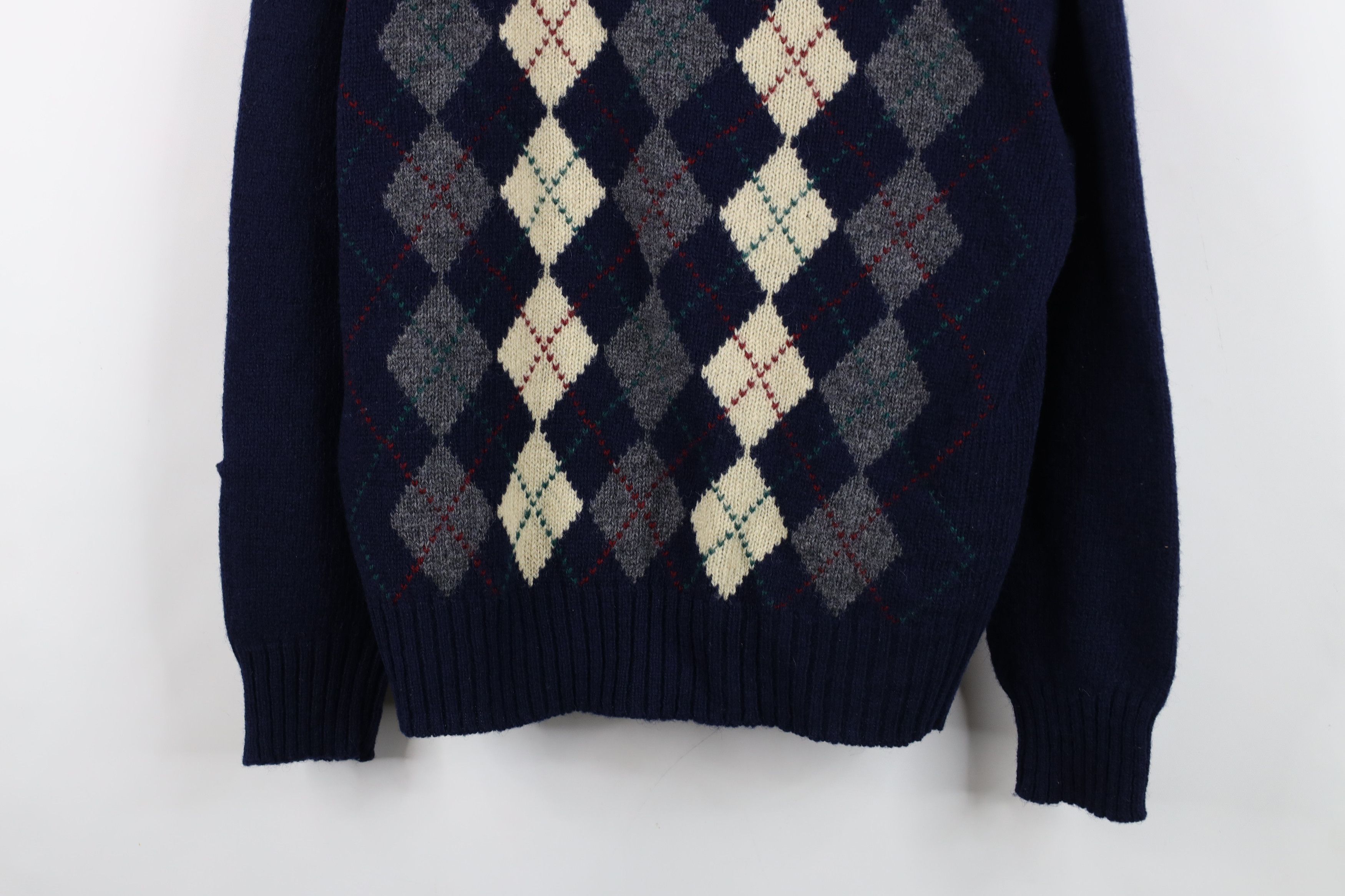 Vintage Vintage 70s Streetwear Wool Argyle Diamond Knit Sweater Size US L / EU 52-54 / 3 - 3 Thumbnail