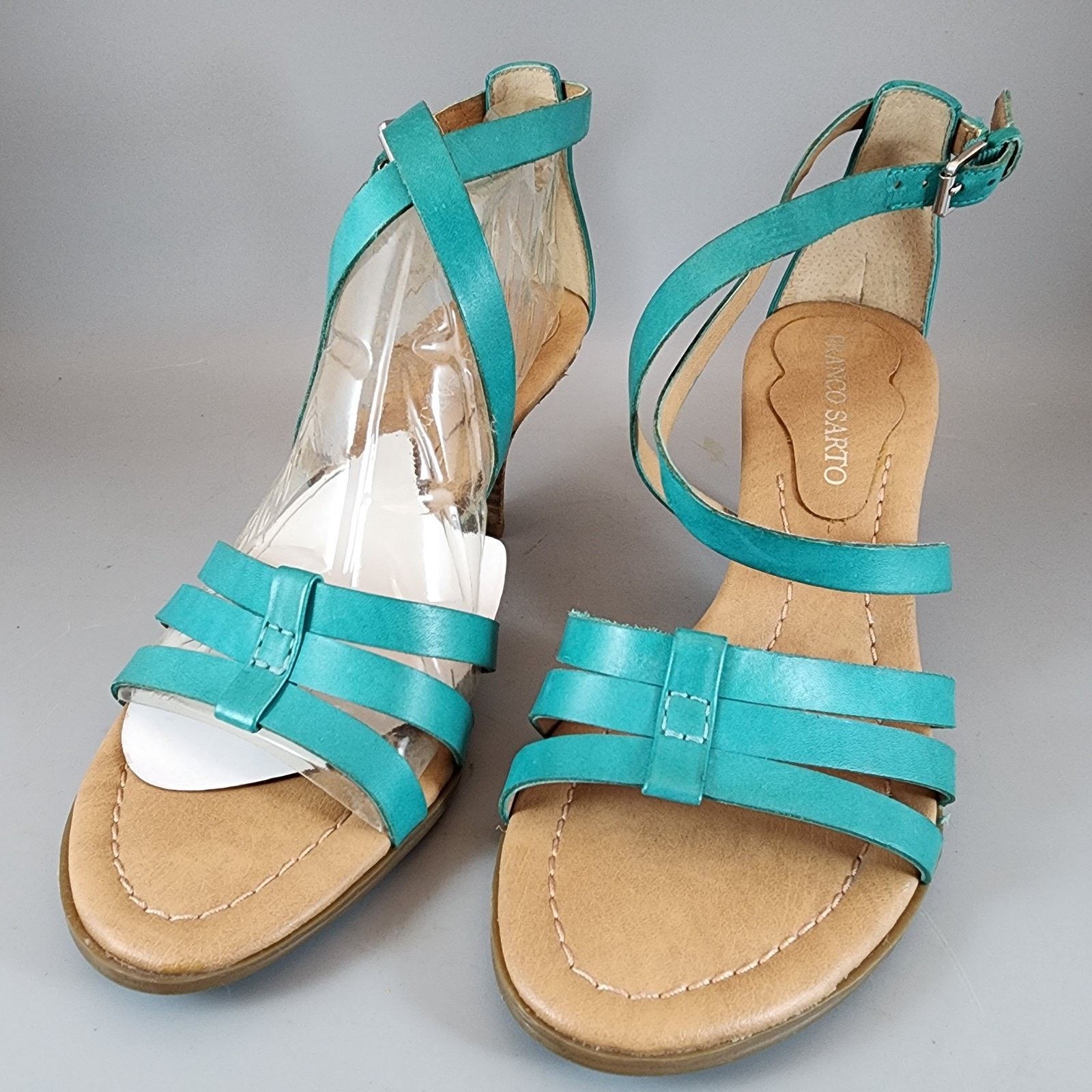 Franco Sarto Franco Sarto Leather Strappy Sandals 9.5M Turquoise 3" Heel Size US 9.5 / IT 39.5 - 1 Thumbnail