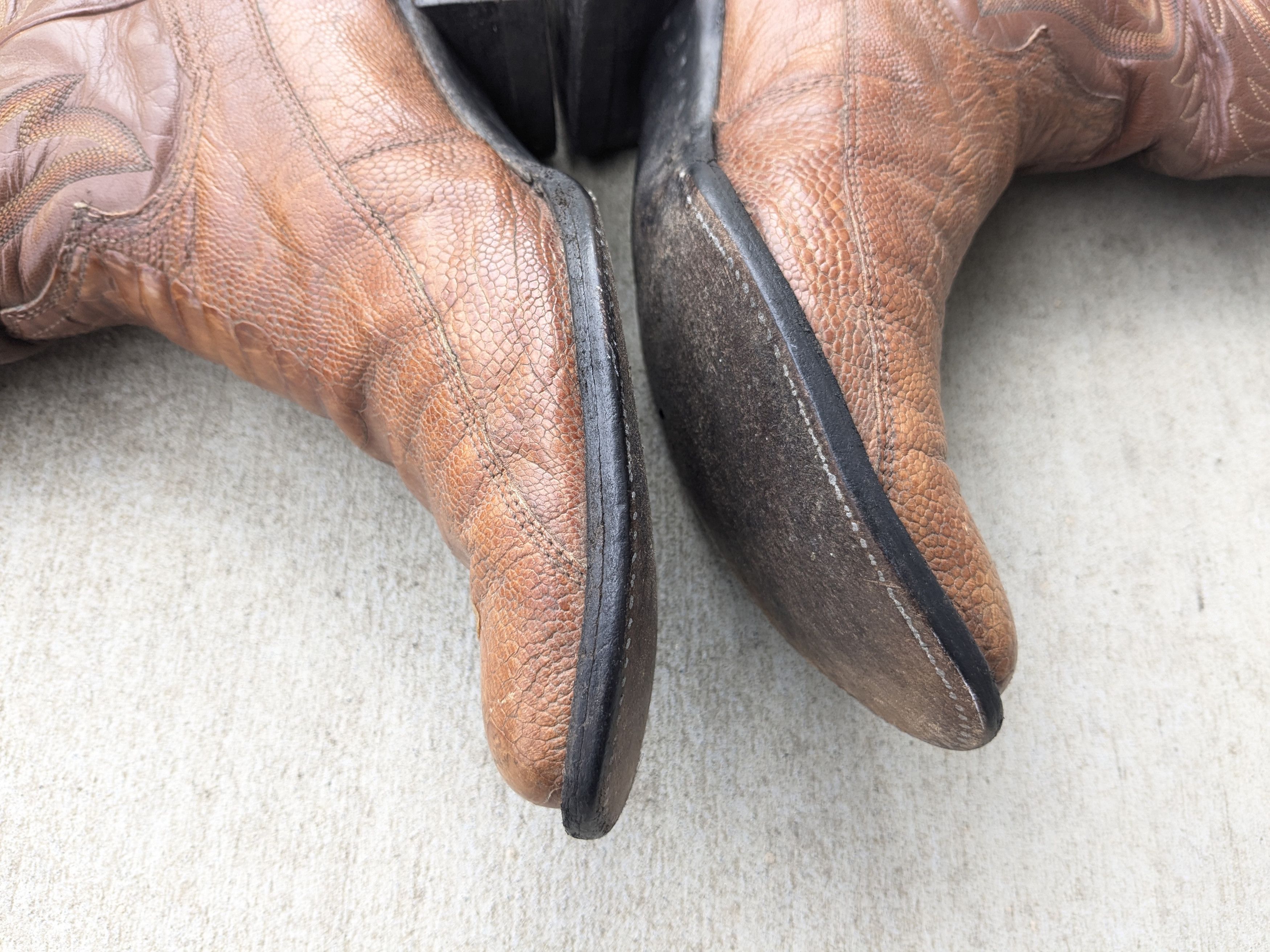 Genuine Leather Panhandle Slim Cowboy Boots 10 D Brown Mexico Botas Size US 10 / EU 43 - 16 Thumbnail