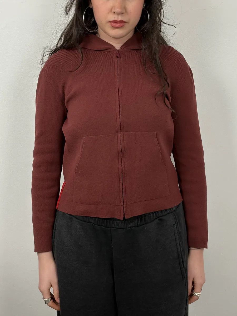 Prada 2000s Prada Burgundy Zip-Up Hoodie Size S / US 4 / IT 40 - 2 Thumbnail