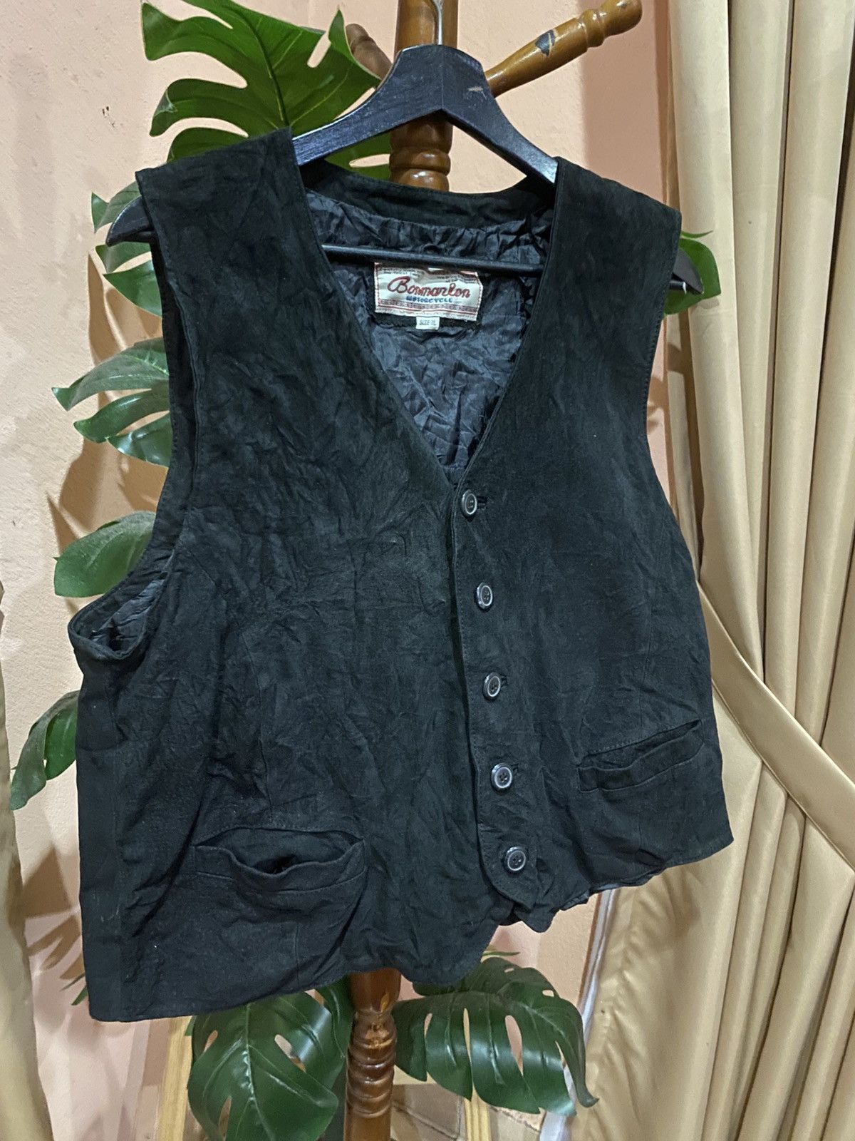 Vintage Vintage Bonmarlen Motorcycle Black Faux Suede Vest Japan Size US L / EU 52-54 / 3 - 3 Thumbnail