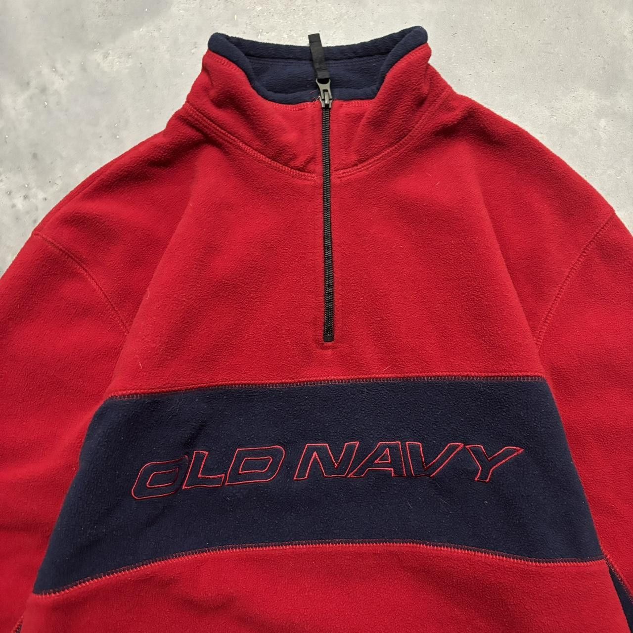 Old Navy × Vintage Crazy Vintage Y2K/2000s Red Old Navy Spellout Gorpcore Fleeces Essential Quarter Zip Sweatshirt! Size US L / EU 52-54 / 3 - 2 Thumbnail