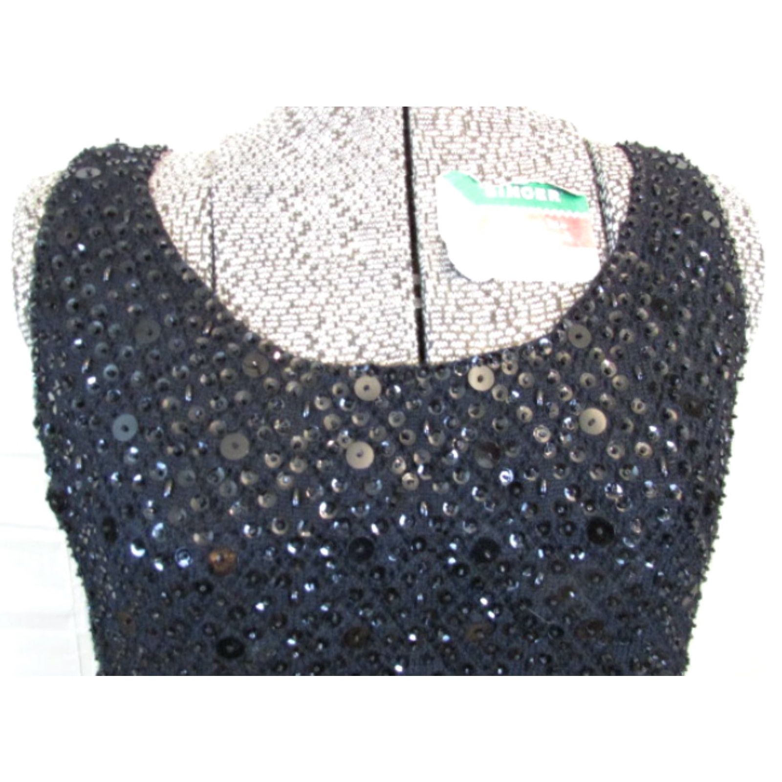 Vintage VINTAGE Penrose Blouse Shirt Women 40 Black Round Neck Short Sleeve Rhinestone 1920s 30s 40s Women's Mens Girls Size S / US 4 / IT 40 - 2 Thumbnail