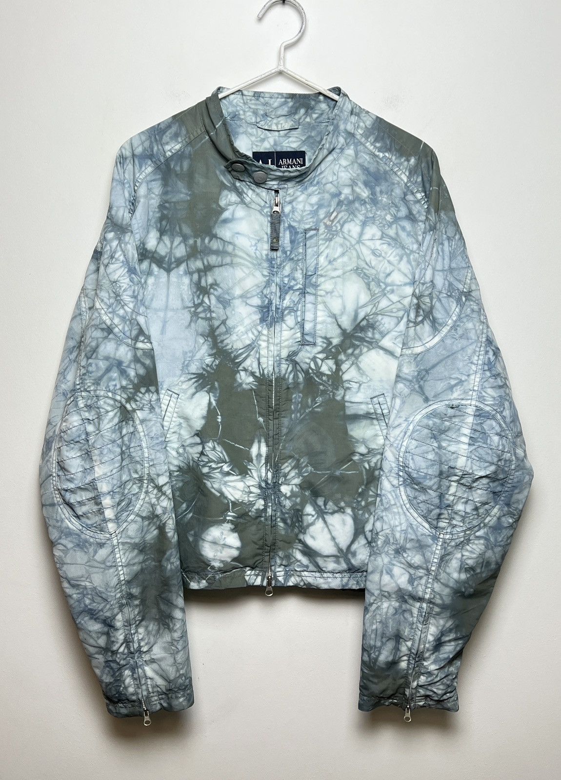 image of Archival Clothing x Giorgio Armani Armani Y2K Tie Dye 1/1 Moto Biker Jacket M-L in Pigment Dyed Icy