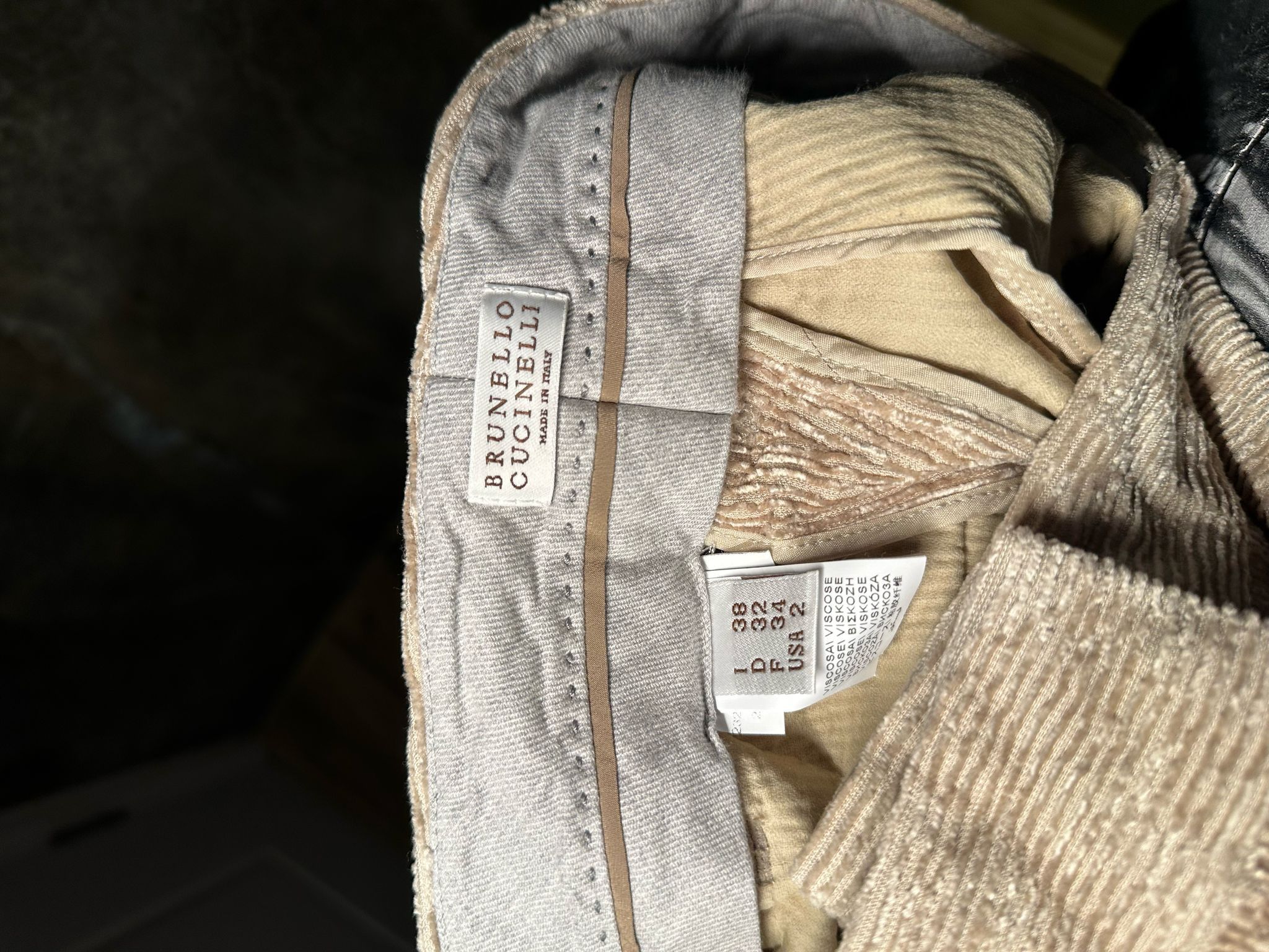 Brunello Cucinelli Brunello Cucinelli Beige Shimmer Corduroy Pants Size 26" / US 2 / IT 38 - 3 Thumbnail