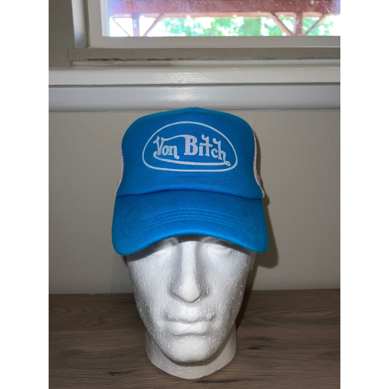 Vintage Y2K Von B*tch Blue Pink Trucker Hat Designer Spoof 2000s OS Size ONE SIZE - 1 Thumbnail
