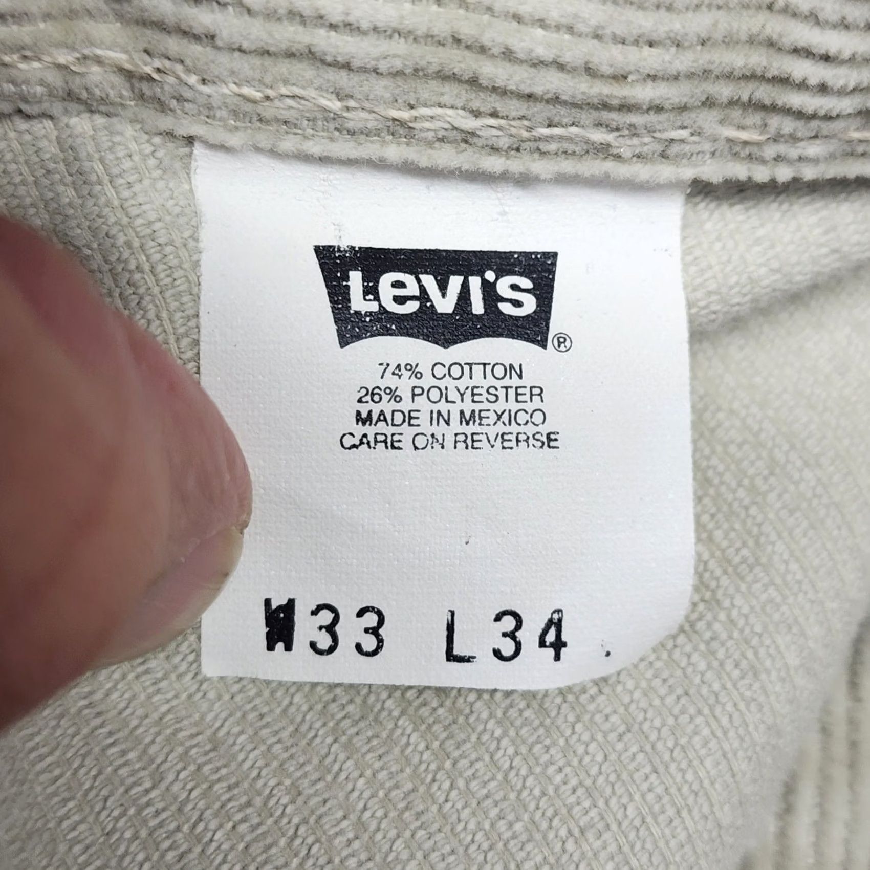 Levi's VINTAGE Levi's Silvertab Cargo Pants 33x34 Corduroy Beige Relaxed Y2K Skater Grunge Cords Mens Size US 33 - 4 Thumbnail