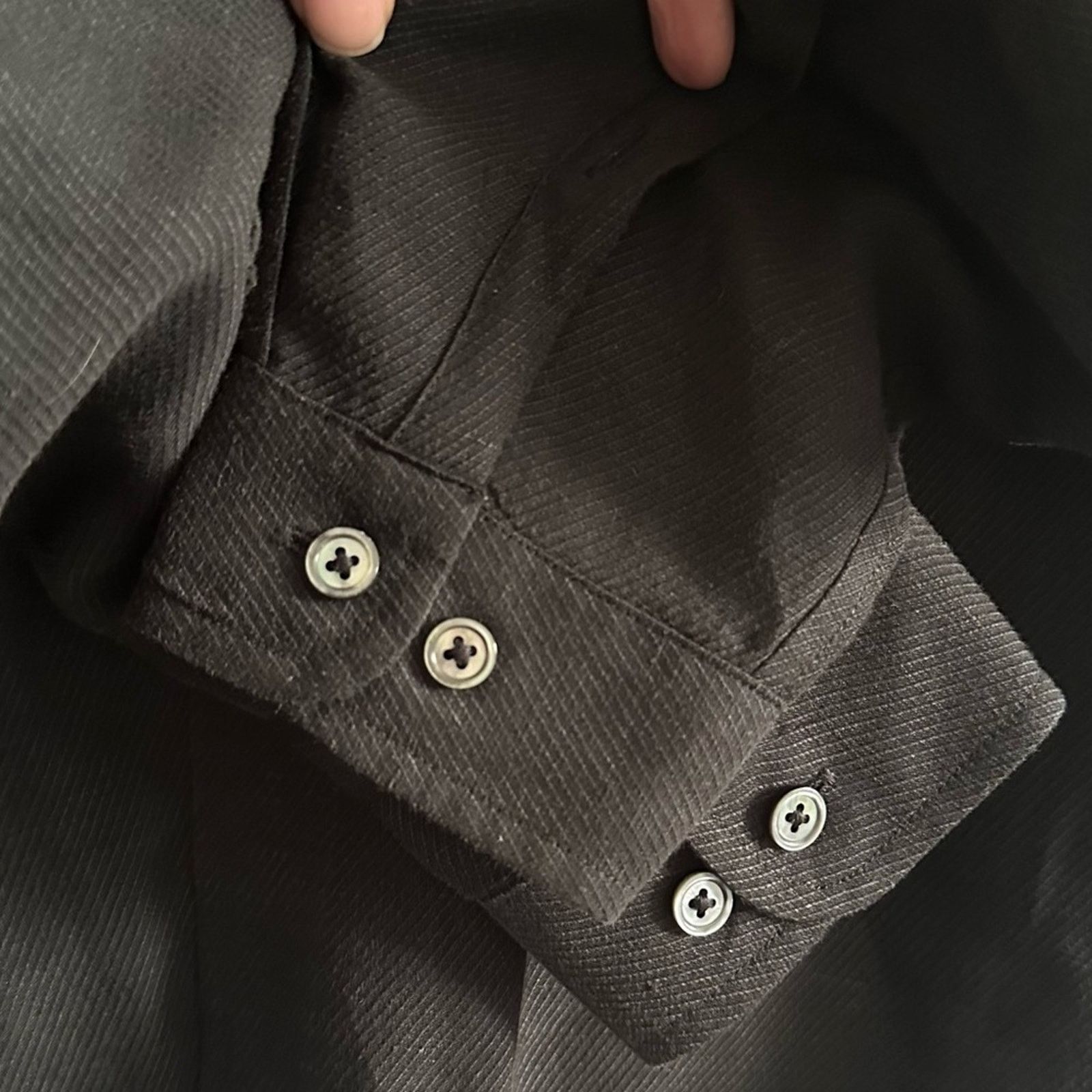 John Varvatos S/21 Twill Linen Blend Shirt Sz XL Midnight Blue Band Collar Size US XL / EU 56 / 4 - 5 Thumbnail