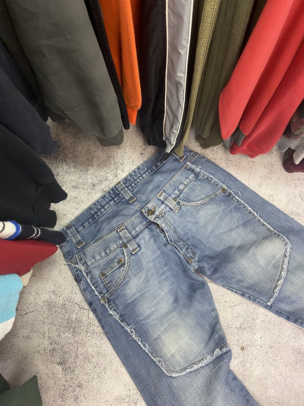 Japanese Brand × Vintage Vintage distressed patchwork denim y2k jeans Size US 32 / EU 48 - 9 Thumbnail