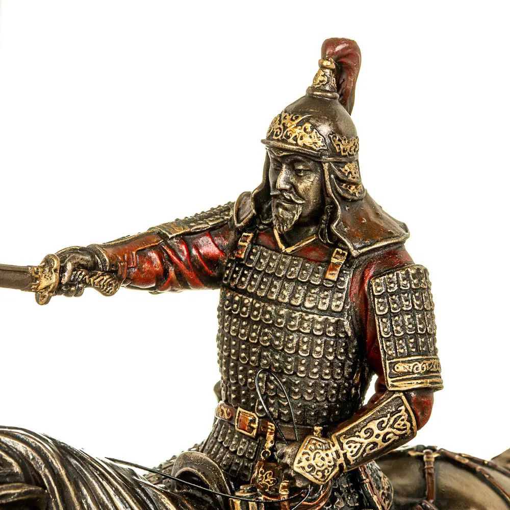 Vintage Genghis Khan Statue Polystone Bronze Decor Made in Italy Size ONE SIZE - 2 Thumbnail