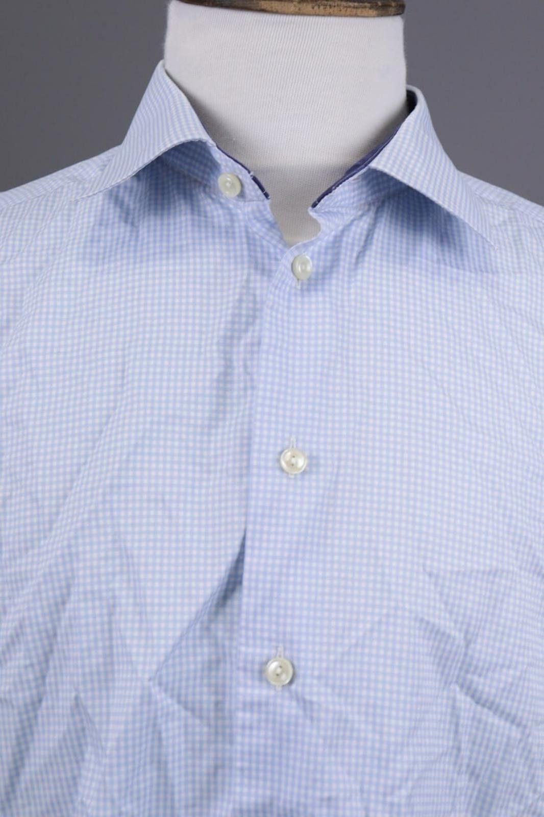 Eton Eton Contemporary Check Blue Shirt Size 45 17.75 XXL Size US XXL / EU 58 / 5 - 5 Thumbnail