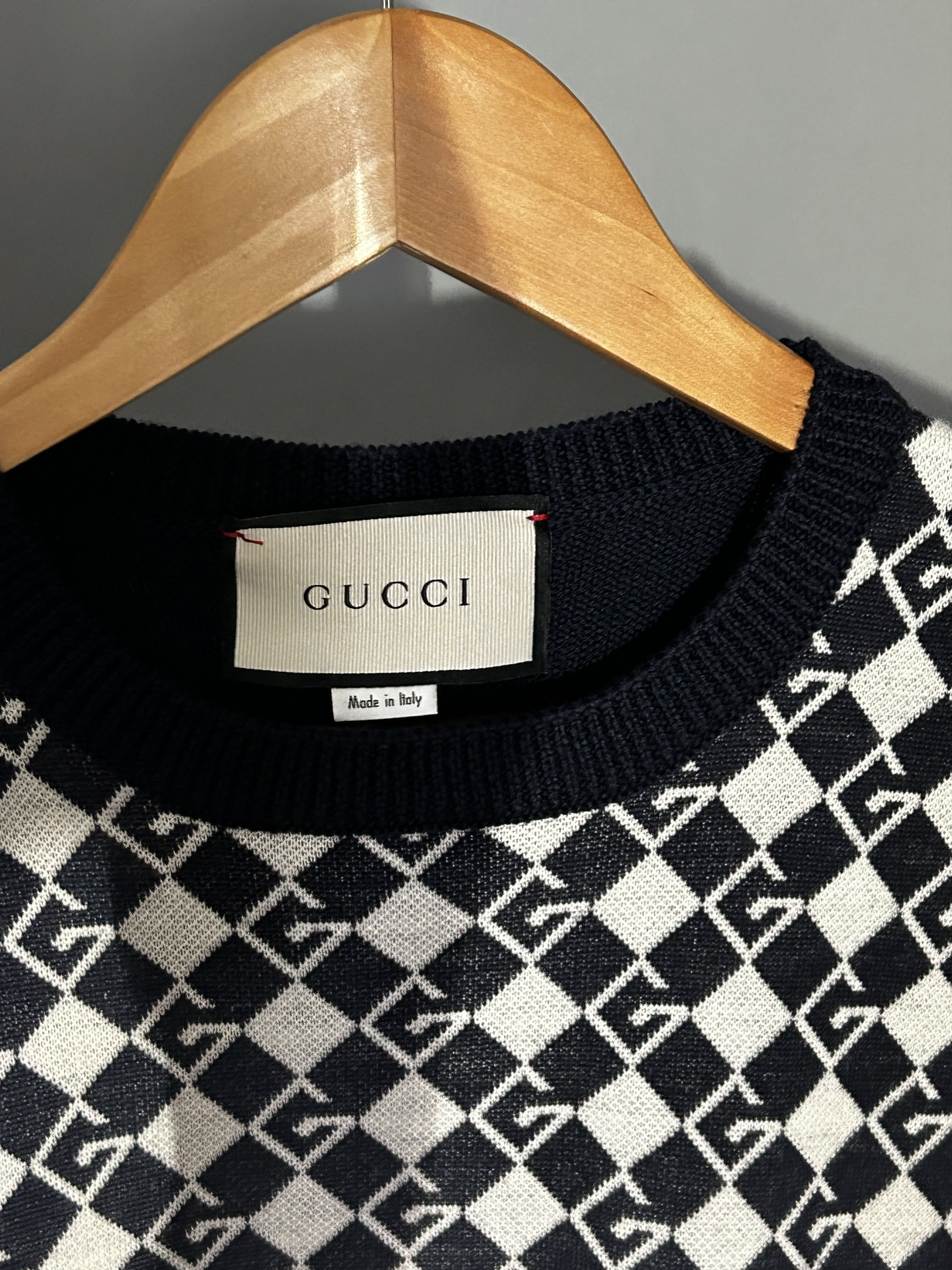 Gucci Gucci - Logo-Jacquard Wool Sweater Vest - Midnight blue Size US S / EU 44-46 / 1 - 3 Thumbnail