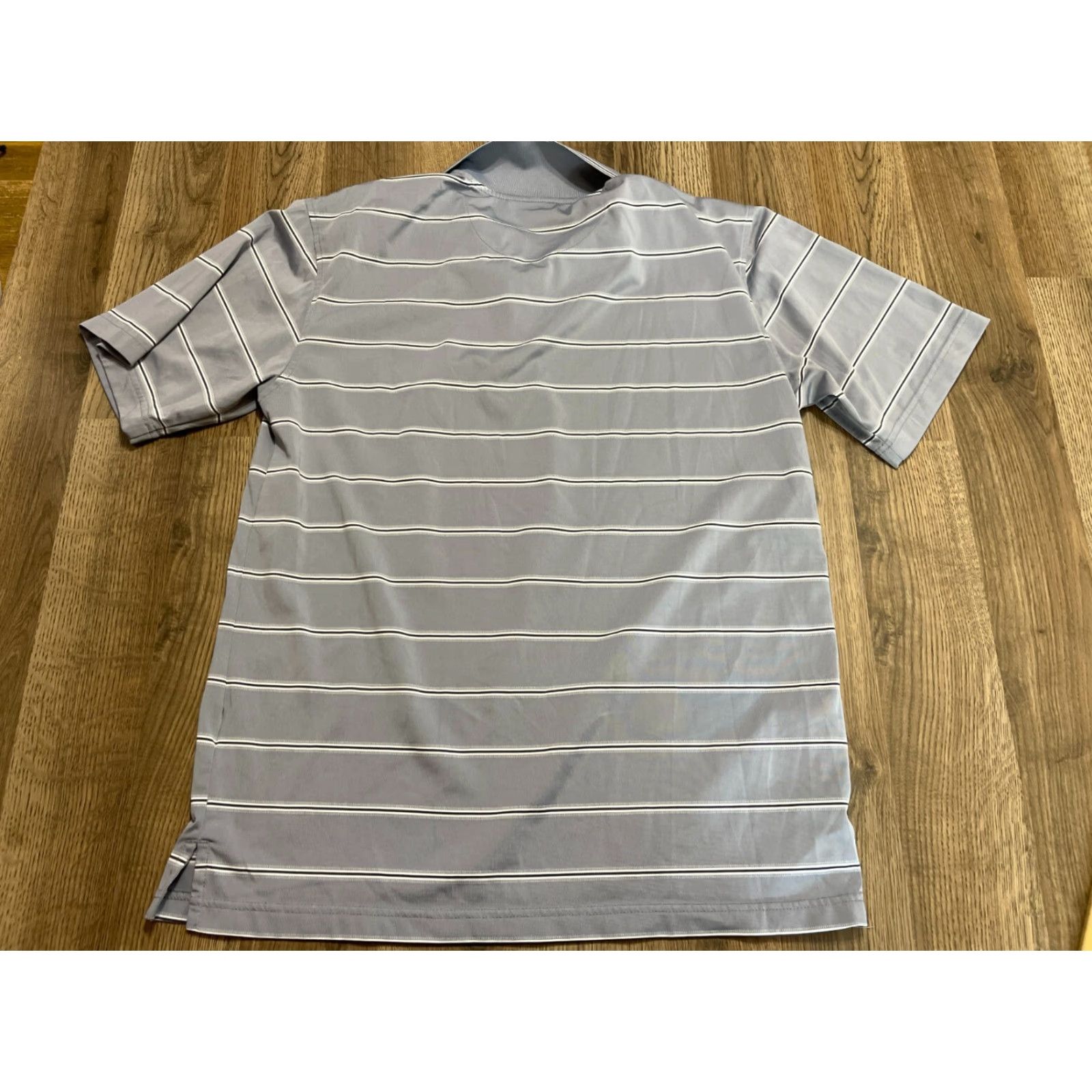 George George Polo Shirt, Men's Medium, Gray White Stripe, Short Sleeve, Casual, Brand George, Regular Fit, White, M Size US M / EU 48-50 / 2 - 2 Thumbnail
