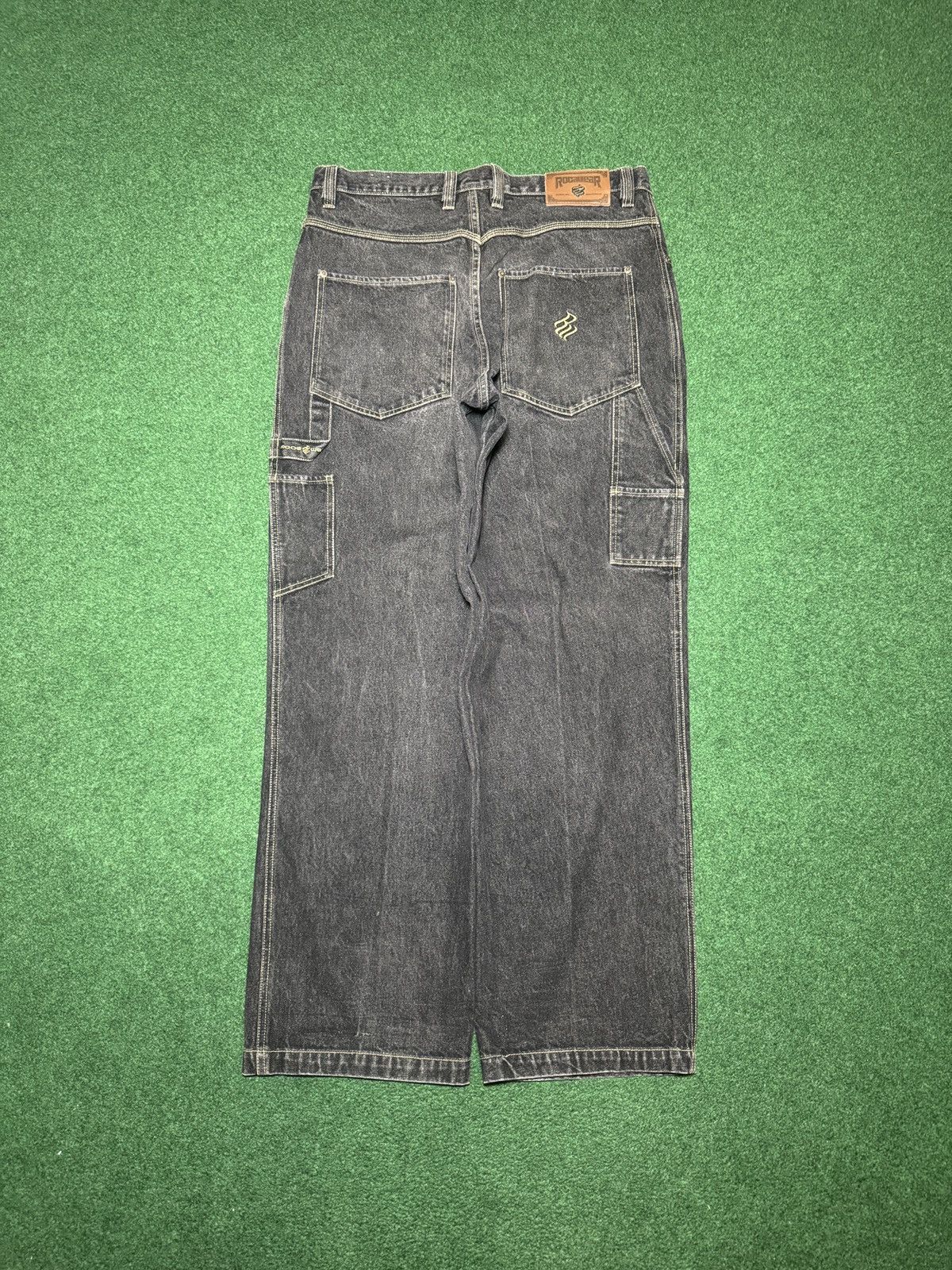Vintage Roca Wear Carpenter Baggy Hip Hop 36x32 Black Jeans