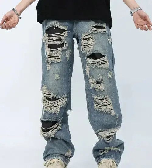 Japanese Brand × Jean High Street Beggar Distressed Micro Flare Wide Leg Jeans Size US 32 / EU 48 - 2 Thumbnail