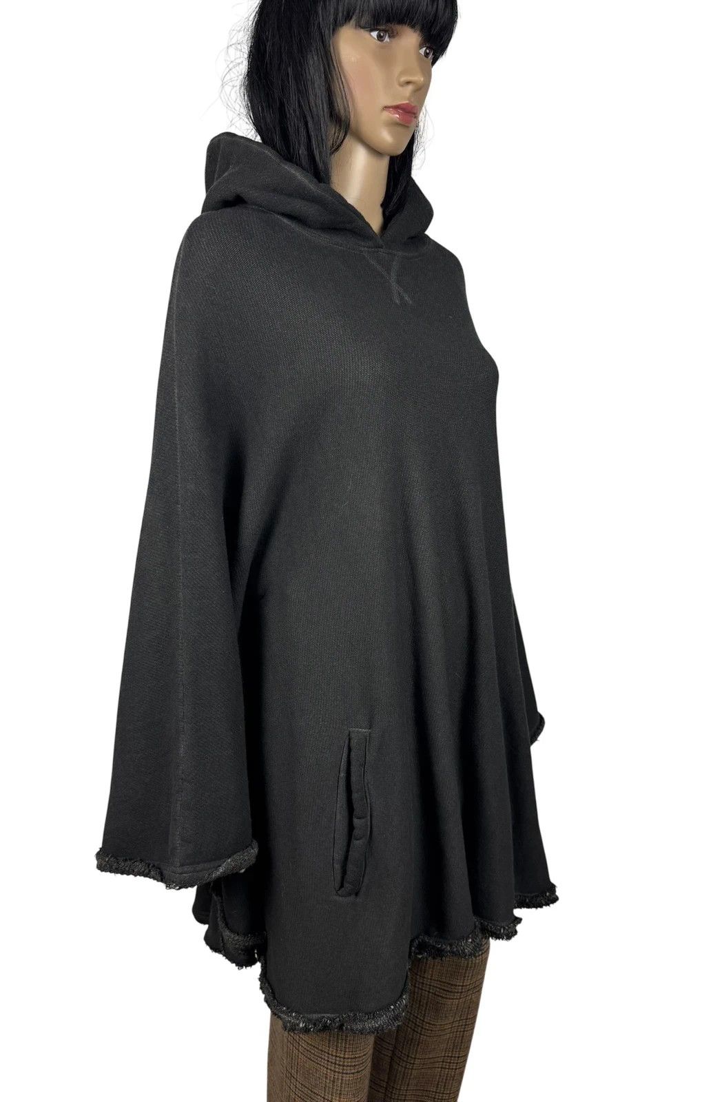 hannes roether Hannes Roether Poncho Hooded Cotton Garment Dyed One Size Size ONE SIZE - 4 Thumbnail