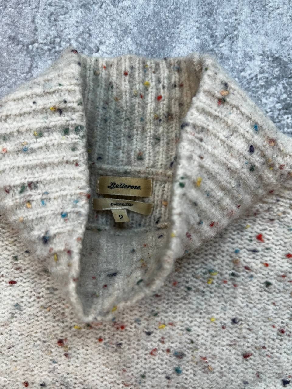 Bellerose Speckled Wool Turtleneck Cropped Sweater in Beige, Women's (Size M) — image 6 of 6