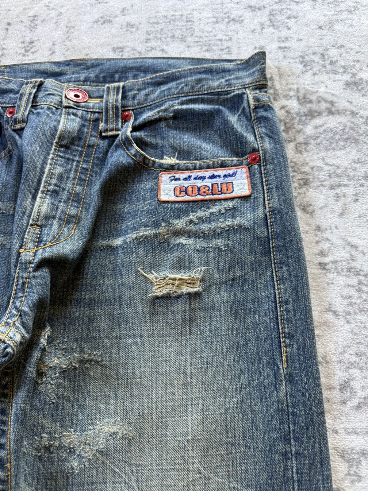 Japanese Brand Co&Lu Japan Daicock Evisu Style Redline Baggy Loose Jeans Size US 32 / EU 48 - 20 Thumbnail