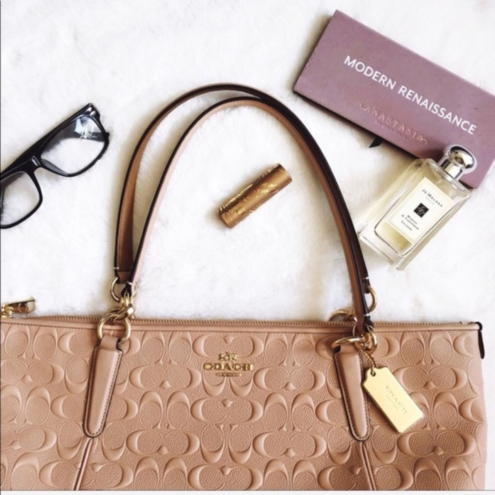 Coach Coach Nude Pink Signature Embossed Leather Tote Size ONE SIZE - 8 Thumbnail