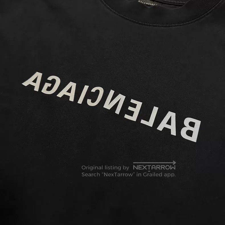 Balenciaga Balenciaga Black Mirror Logo Short Sleeve Size US L / EU 52-54 / 3 - 3 Thumbnail