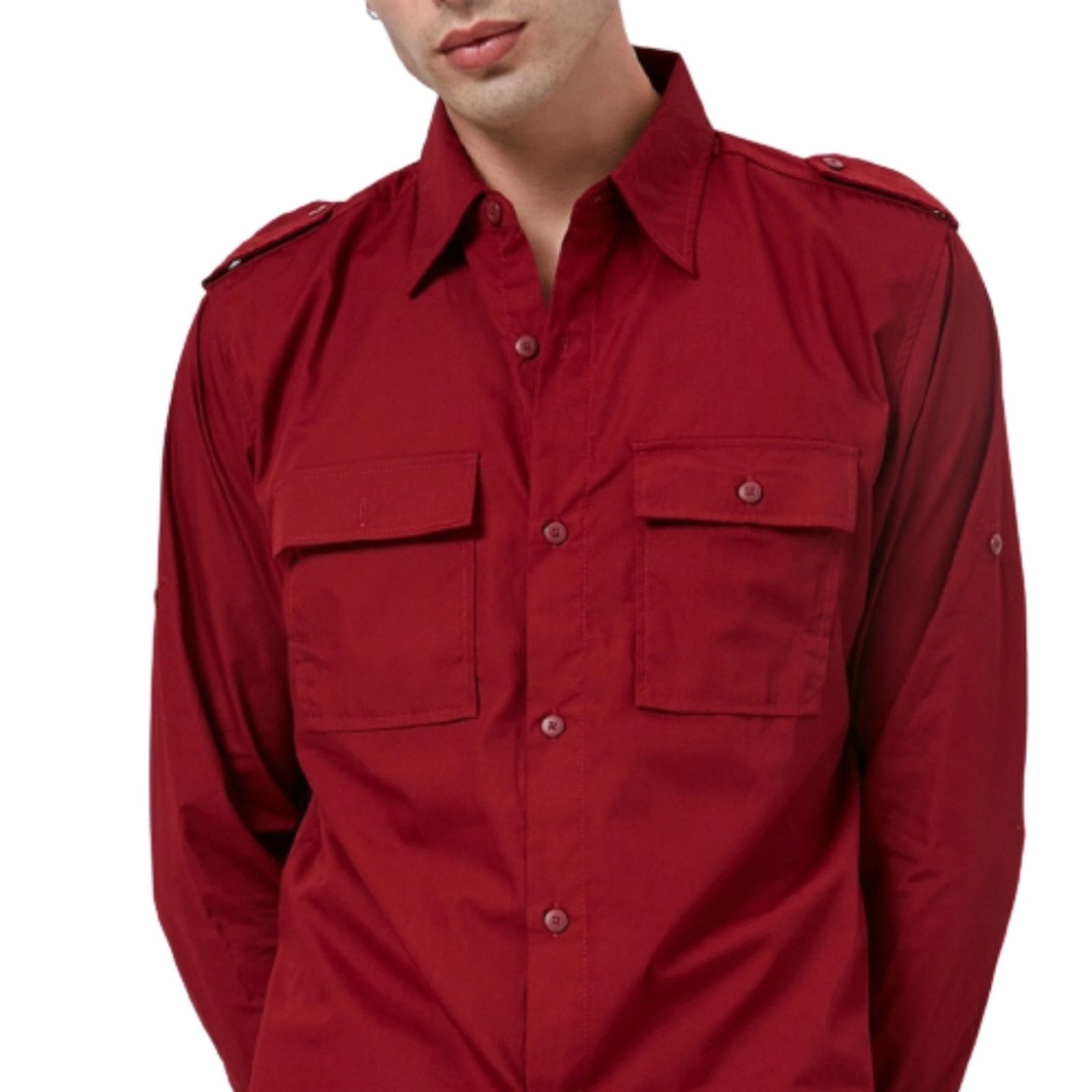 Other CRANBERRY ☆ FRONT FLAP POCKET ☆ EPILET SHOULDER SHIRT ☆ XL Size US XL / EU 56 / 4 - 2 Thumbnail