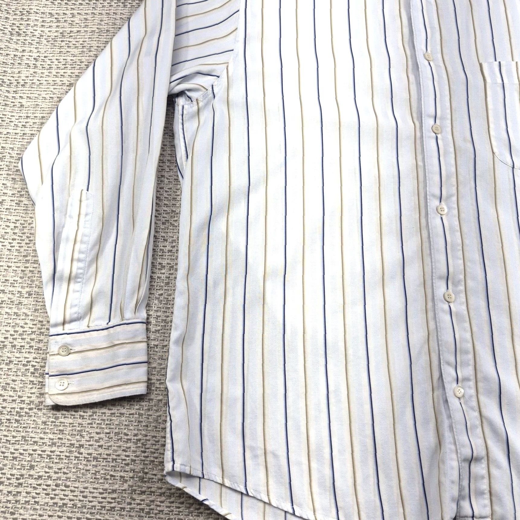 Ermenegildo Zegna Ermenegildo Zegna Button Up Shirt Mens Large White Stripe Long Sleeve Dress Shirt Size 42R - 3 Thumbnail