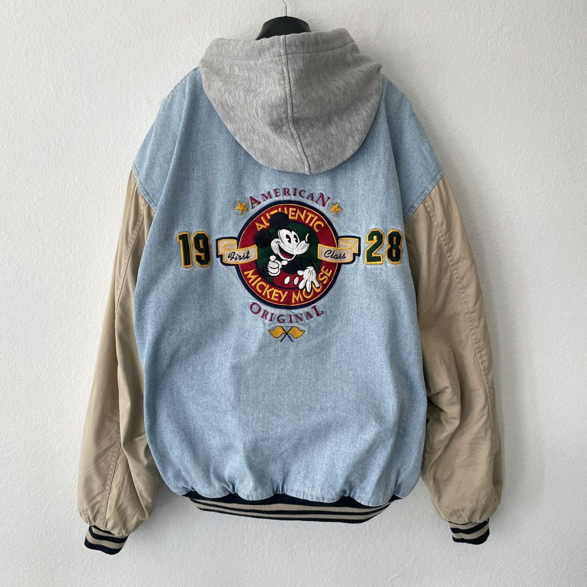 Mickey Inc 90s Disney Store Mickey Mouse Hooded Denim Bomber Jacket Size US XL / EU 56 / 4 - 1 Thumbnail