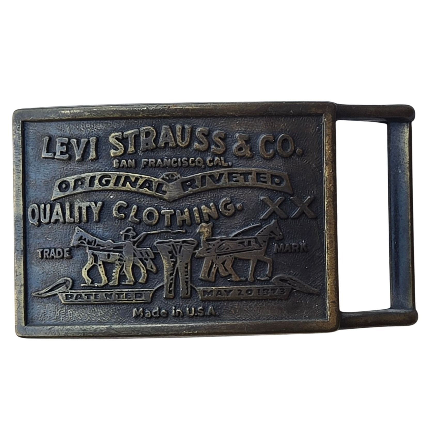 Other Levi Jeans Belt Buckle Two Horse Levis Strauss Brand Vintage Size ONE SIZE - 4 Thumbnail