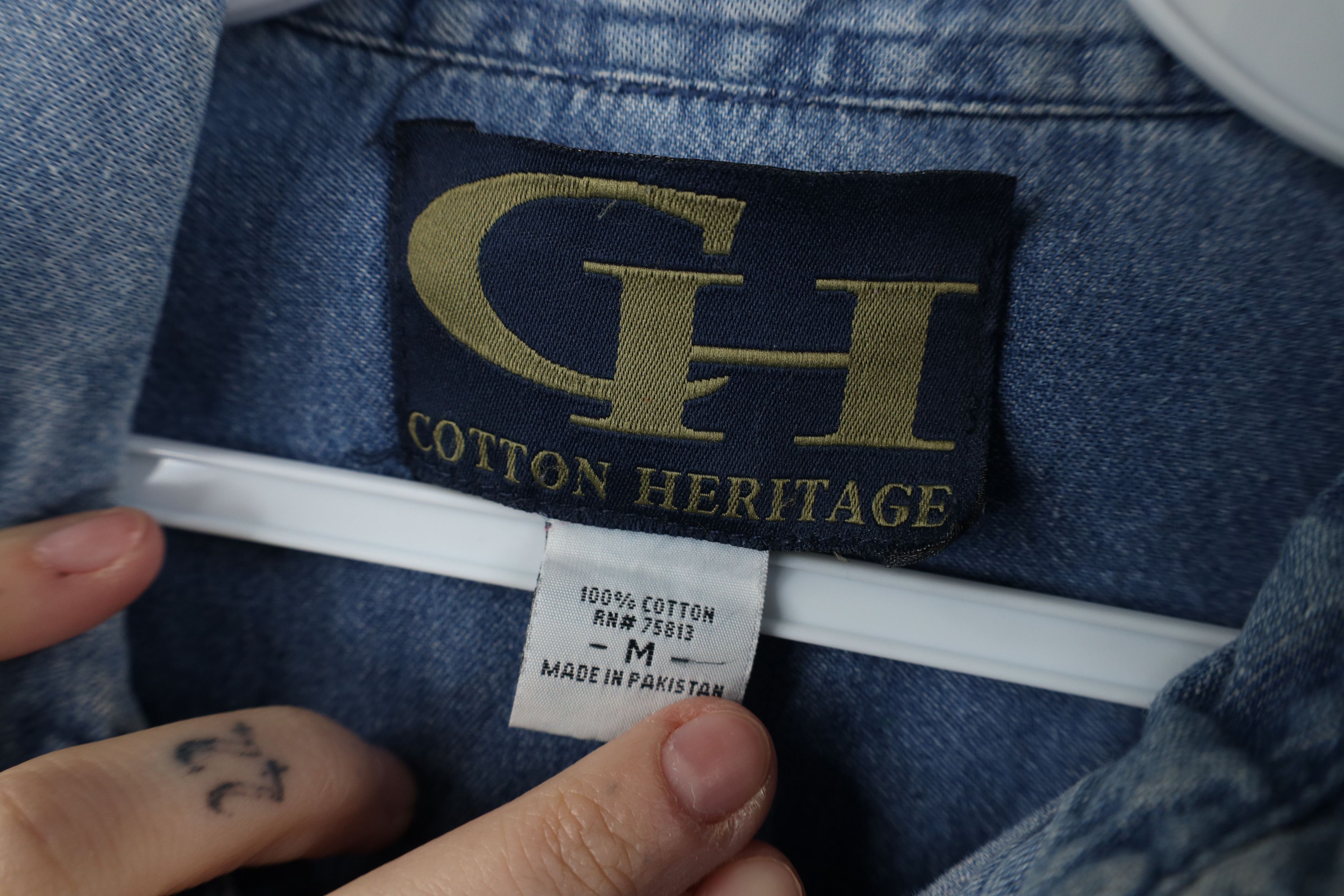 Vintage Vintage 90s Streetwear Great Land Denim Button Down Shirt Size US M / EU 48-50 / 2 - 9 Thumbnail