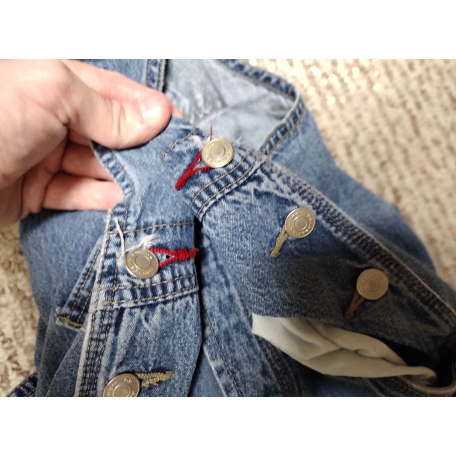 Vintage No Boundaries Bib Overalls Womens Juniors L Denim Distressed Pockets Stretch Casual Workwear Buttons Vintage: No Size 36" / US 14 / IT 50 - 4 Thumbnail