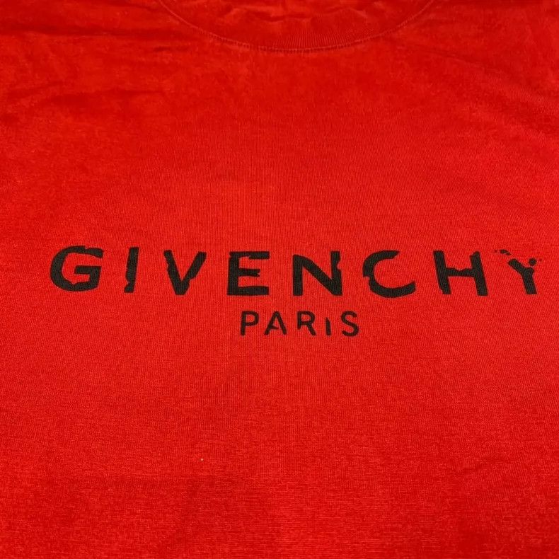 Givenchy Givenchy Red Destroyed Logo Short Sleeve Size L Size US L / EU 52-54 / 3 - 8 Thumbnail