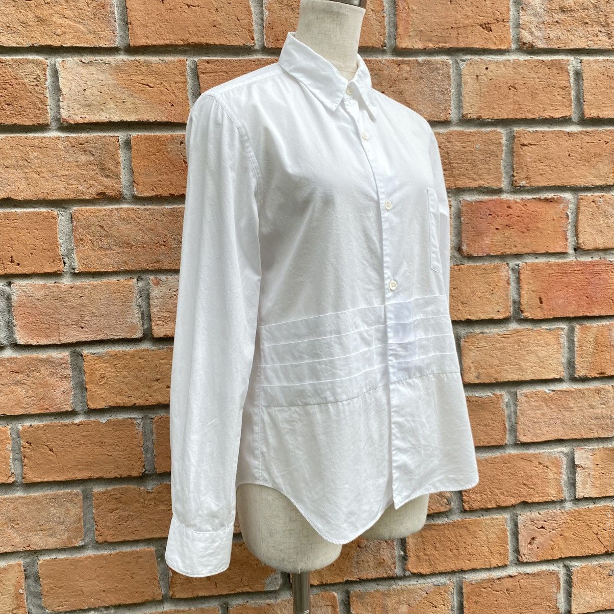 Comme des Garcons Comme des Garcons White Long Sleeve Pleated Shirt Size S / US 4 / IT 40 - 4 Thumbnail