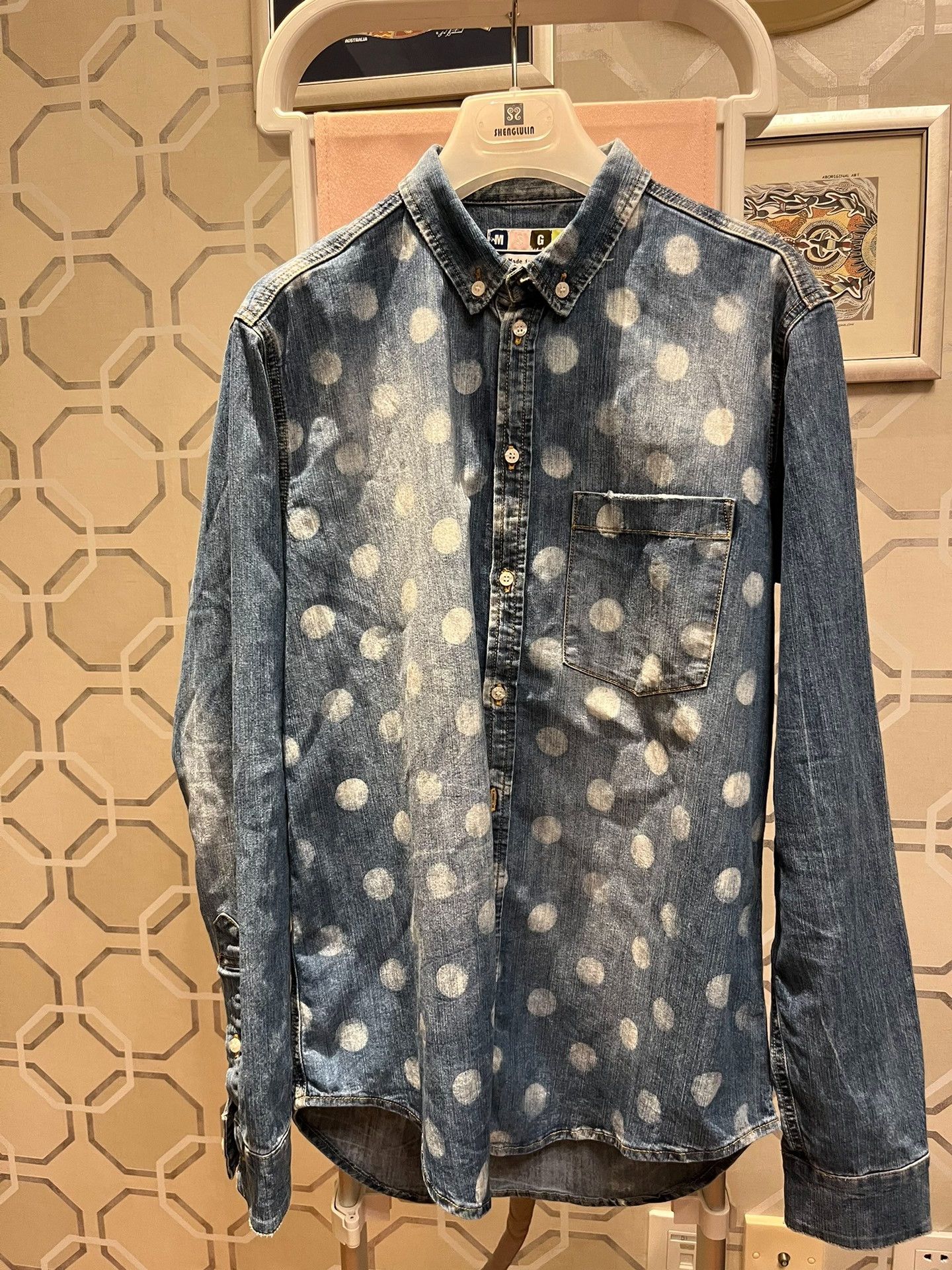 MSGM MSGM Polka Dot Denim Shirt Size US XXS / EU 40 - 1 Thumbnail