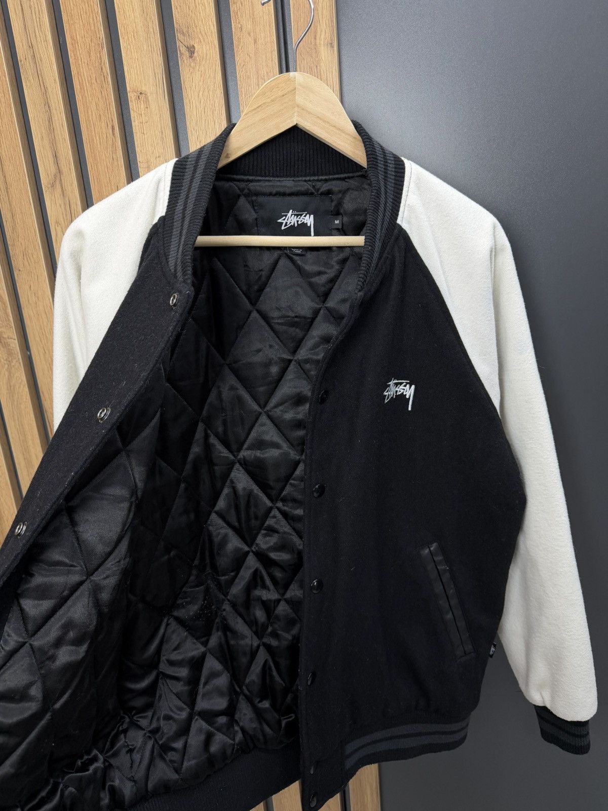 Stussy Stussy Varsity Wool Jacket Big Logo Black Size M Size US M / EU 48-50 / 2 - 10 Thumbnail
